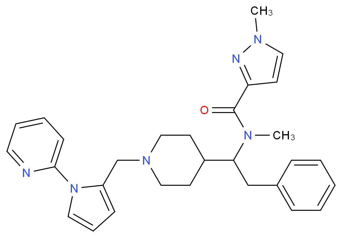 N,1-dimethyl-N-[2-phenyl-1-(1-{[1-(2-pyridinyl)-1H-pyrrol-2-yl]methyl}-4-piperidinyl)ethyl]-1H-pyrazole-3-carboxamide_Molecular_structure_CAS_)