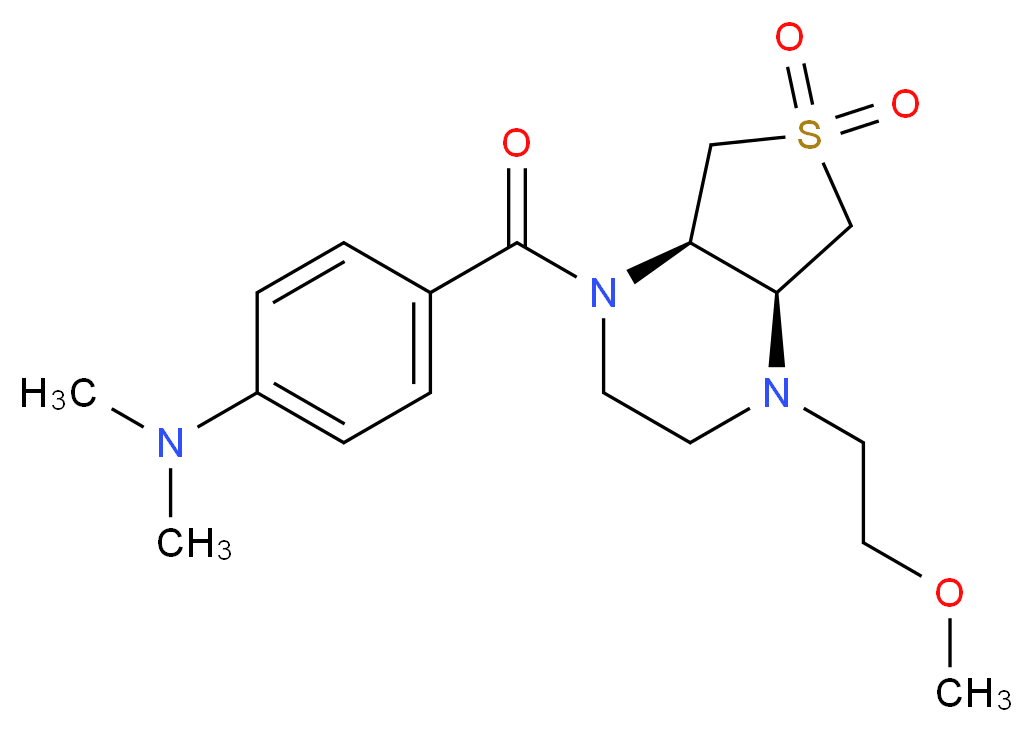 (4-{[(4aS*,7aR*)-4-(2-methoxyethyl)-6,6-dioxidohexahydrothieno[3,4-b]pyrazin-1(2H)-yl]carbonyl}phenyl)dimethylamine_Molecular_structure_CAS_)