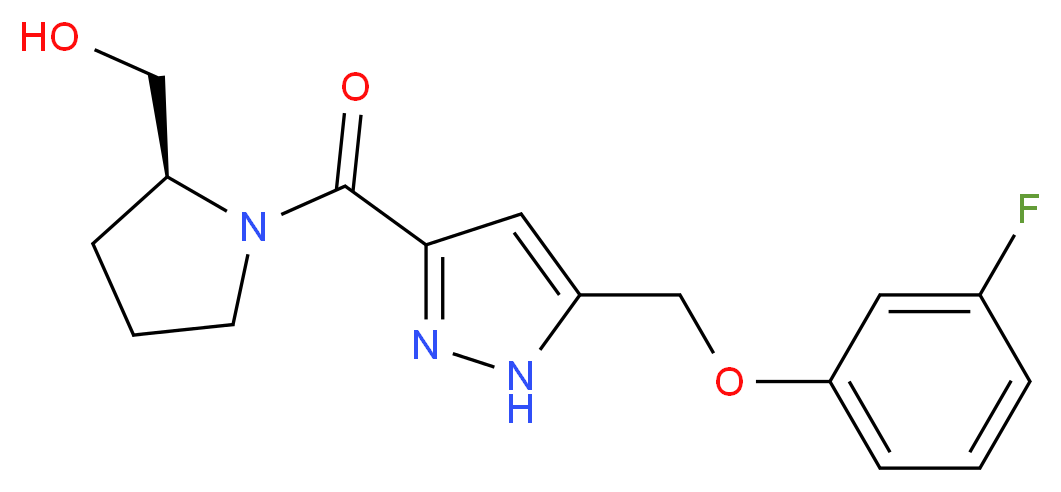 [(2S)-1-({5-[(3-fluorophenoxy)methyl]-1H-pyrazol-3-yl}carbonyl)-2-pyrrolidinyl]methanol_Molecular_structure_CAS_)