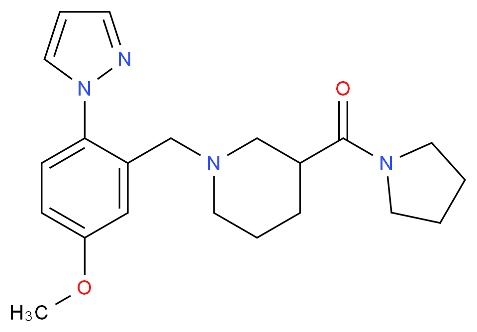 1-[5-methoxy-2-(1H-pyrazol-1-yl)benzyl]-3-(pyrrolidin-1-ylcarbonyl)piperidine_Molecular_structure_CAS_)