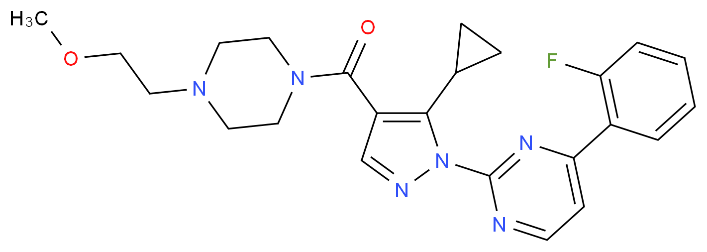 2-(5-cyclopropyl-4-{[4-(2-methoxyethyl)-1-piperazinyl]carbonyl}-1H-pyrazol-1-yl)-4-(2-fluorophenyl)pyrimidine_Molecular_structure_CAS_)