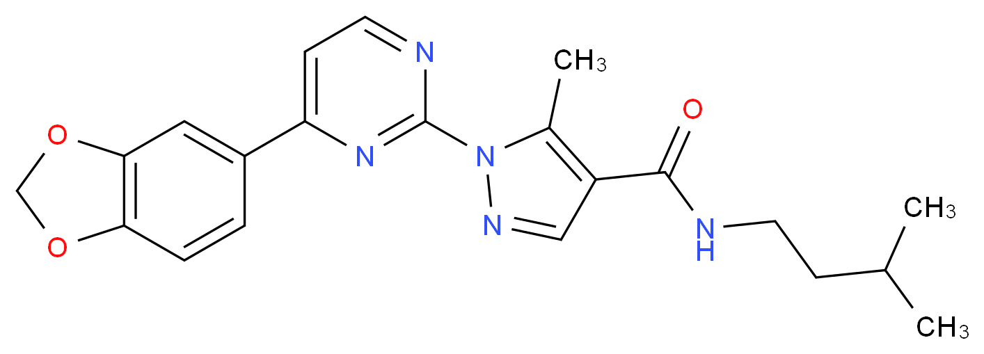 1-[4-(1,3-benzodioxol-5-yl)-2-pyrimidinyl]-5-methyl-N-(3-methylbutyl)-1H-pyrazole-4-carboxamide_Molecular_structure_CAS_)