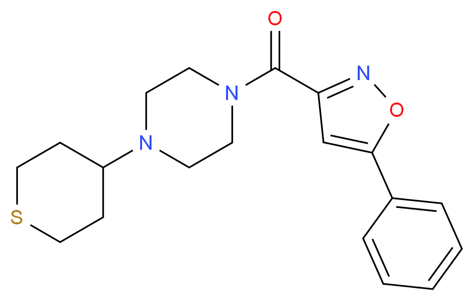1-[(5-phenyl-3-isoxazolyl)carbonyl]-4-(tetrahydro-2H-thiopyran-4-yl)piperazine_Molecular_structure_CAS_)
