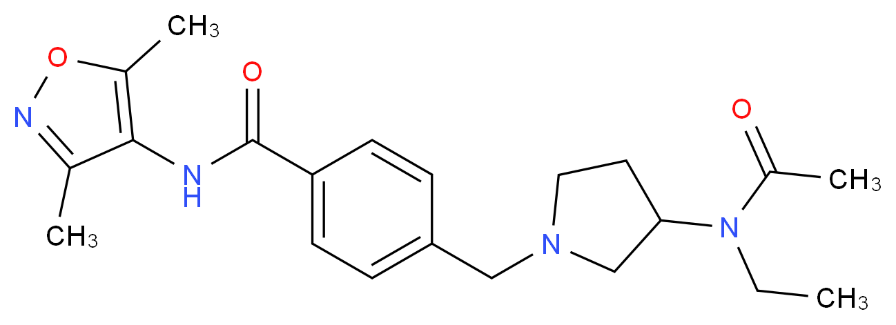 4-({3-[acetyl(ethyl)amino]pyrrolidin-1-yl}methyl)-N-(3,5-dimethylisoxazol-4-yl)benzamide_Molecular_structure_CAS_)