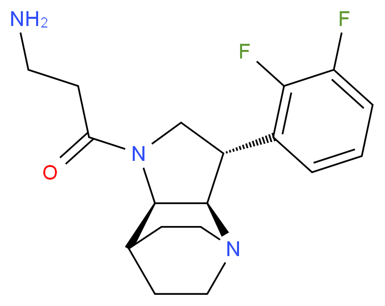 3-[(2R*,3S*,6R*)-3-(2,3-difluorophenyl)-1,5-diazatricyclo[5.2.2.0~2,6~]undec-5-yl]-3-oxo-1-propanamine_Molecular_structure_CAS_)