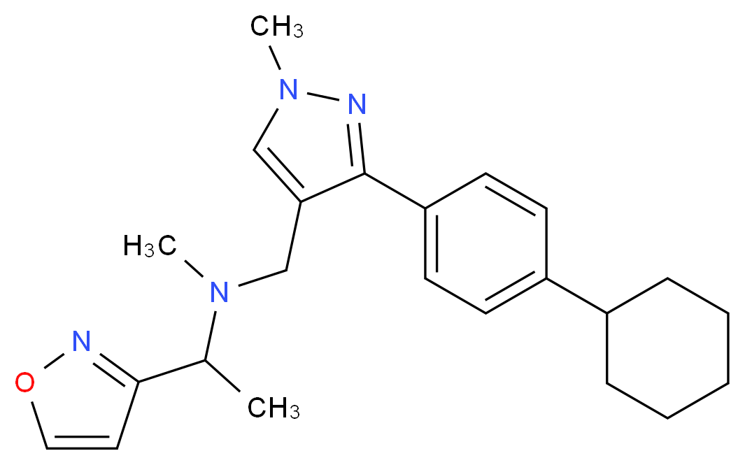 N-{[3-(4-cyclohexylphenyl)-1-methyl-1H-pyrazol-4-yl]methyl}-1-(3-isoxazolyl)-N-methylethanamine_Molecular_structure_CAS_)