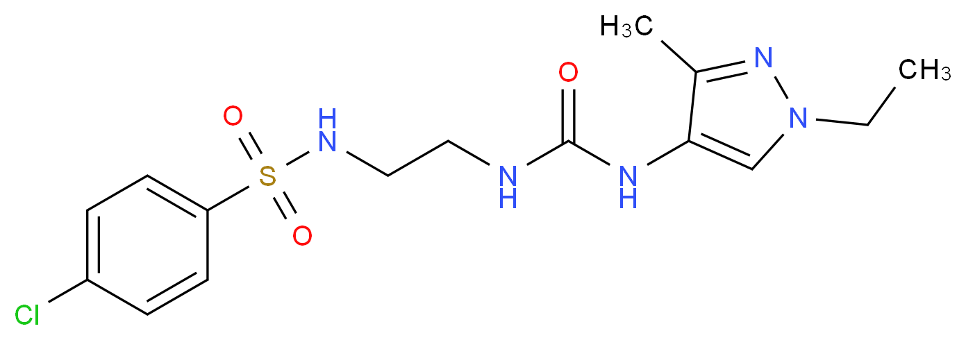 4-chloro-N-[2-({[(1-ethyl-3-methyl-1H-pyrazol-4-yl)amino]carbonyl}amino)ethyl]benzenesulfonamide_Molecular_structure_CAS_)