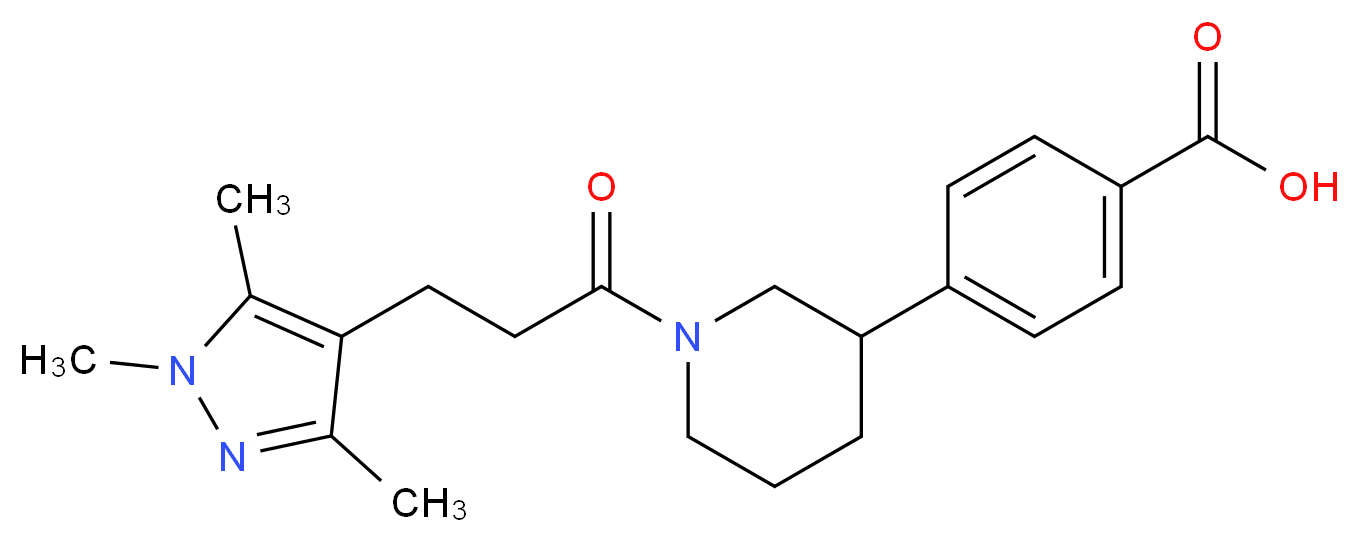 4-{1-[3-(1,3,5-trimethyl-1H-pyrazol-4-yl)propanoyl]piperidin-3-yl}benzoic acid_Molecular_structure_CAS_)