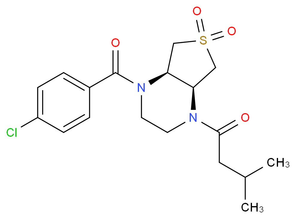 (4aS*,7aR*)-1-(4-chlorobenzoyl)-4-(3-methylbutanoyl)octahydrothieno[3,4-b]pyrazine 6,6-dioxide_Molecular_structure_CAS_)