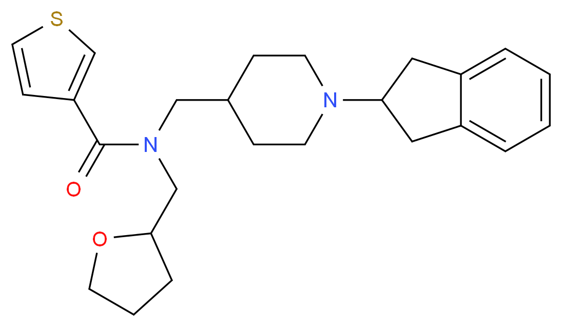 N-{[1-(2,3-dihydro-1H-inden-2-yl)-4-piperidinyl]methyl}-N-(tetrahydro-2-furanylmethyl)-3-thiophenecarboxamide_Molecular_structure_CAS_)