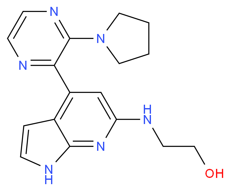 2-{[4-(3-pyrrolidin-1-ylpyrazin-2-yl)-1H-pyrrolo[2,3-b]pyridin-6-yl]amino}ethanol_Molecular_structure_CAS_)