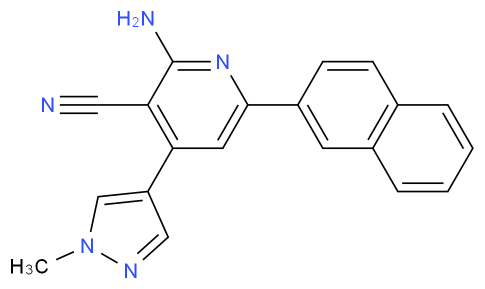 2-amino-4-(1-methyl-1H-pyrazol-4-yl)-6-(2-naphthyl)nicotinonitrile_Molecular_structure_CAS_)