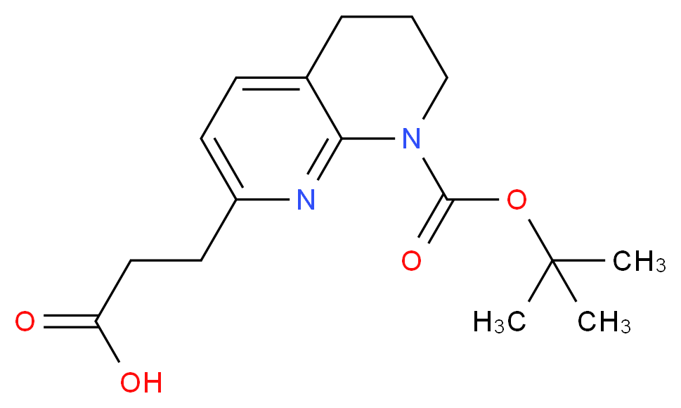 7-(2-Carboxy-ethyl)-3,4-dihydro-2H-[1,8]naphthyridine-1-carboxylic acid tert-butyl ester_Molecular_structure_CAS_886362-45-4)