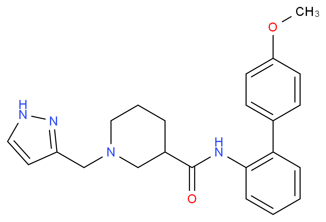 N-(4'-methoxy-2-biphenylyl)-1-(1H-pyrazol-3-ylmethyl)-3-piperidinecarboxamide_Molecular_structure_CAS_)