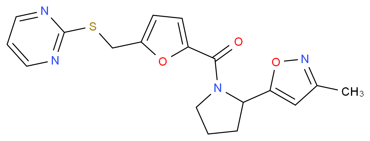 2-{[(5-{[2-(3-methylisoxazol-5-yl)pyrrolidin-1-yl]carbonyl}-2-furyl)methyl]thio}pyrimidine_Molecular_structure_CAS_)