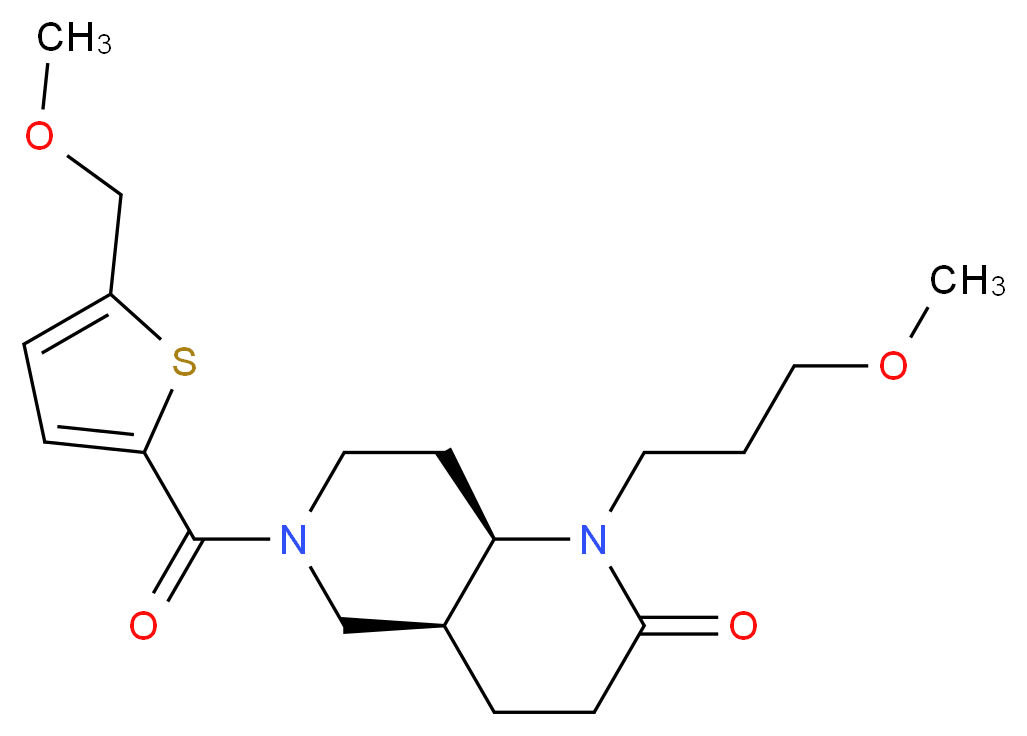 (4aS*,8aR*)-6-{[5-(methoxymethyl)-2-thienyl]carbonyl}-1-(3-methoxypropyl)octahydro-1,6-naphthyridin-2(1H)-one_Molecular_structure_CAS_)