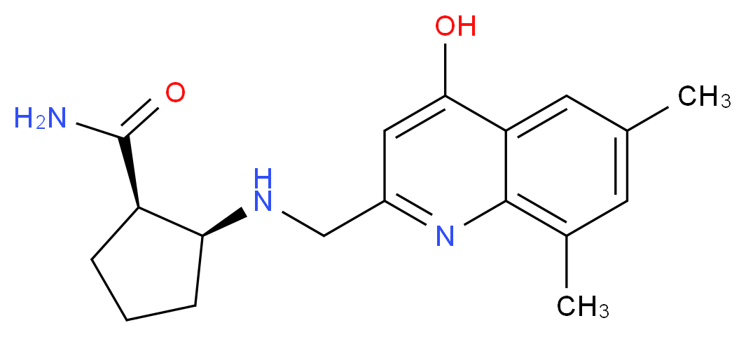 (1R*,2S*)-2-{[(4-hydroxy-6,8-dimethylquinolin-2-yl)methyl]amino}cyclopentanecarboxamide_Molecular_structure_CAS_)