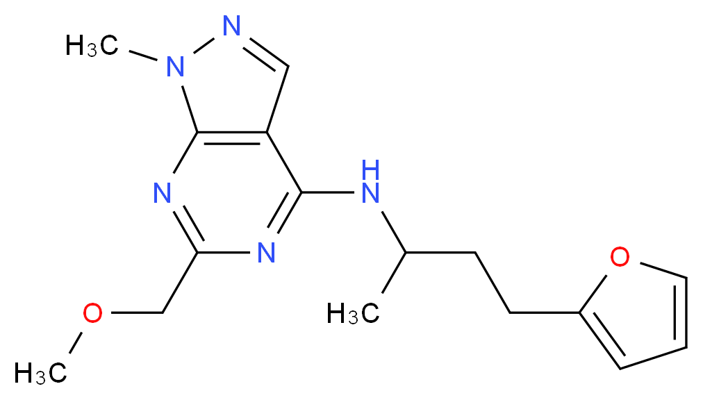 N-[3-(2-furyl)-1-methylpropyl]-6-(methoxymethyl)-1-methyl-1H-pyrazolo[3,4-d]pyrimidin-4-amine_Molecular_structure_CAS_)