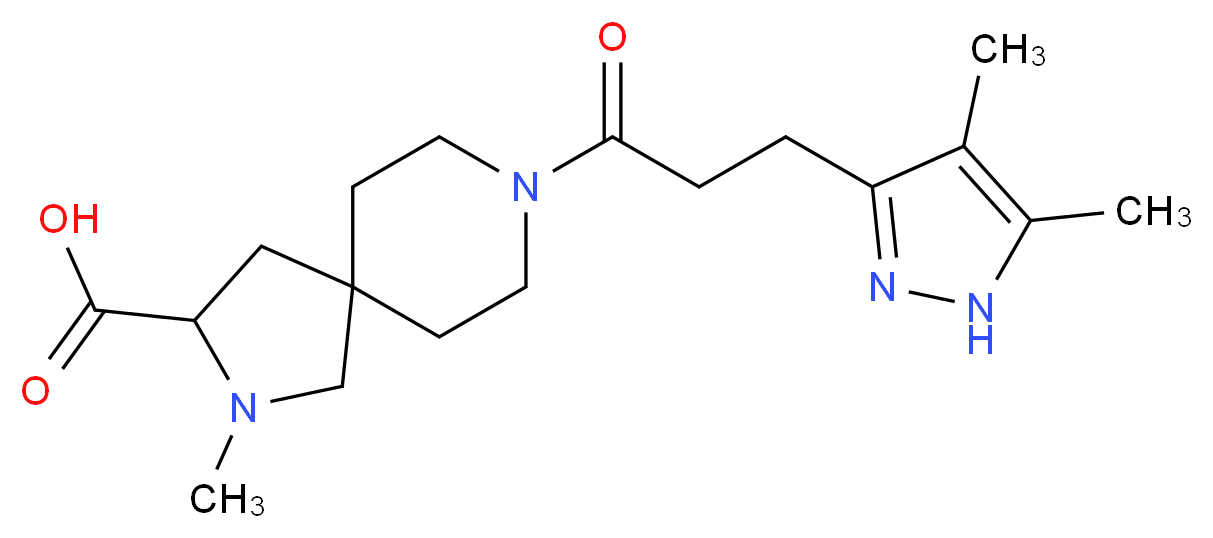 8-[3-(4,5-dimethyl-1H-pyrazol-3-yl)propanoyl]-2-methyl-2,8-diazaspiro[4.5]decane-3-carboxylic acid_Molecular_structure_CAS_)