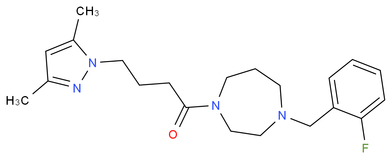 1-[4-(3,5-dimethyl-1H-pyrazol-1-yl)butanoyl]-4-(2-fluorobenzyl)-1,4-diazepane_Molecular_structure_CAS_)