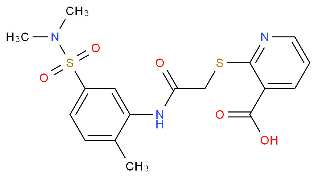 2-[(5-Dimethylsulfamoyl-2-methyl-phenylcarbamoyl)-methylsulfanyl]-nicotinic acid_Molecular_structure_CAS_)
