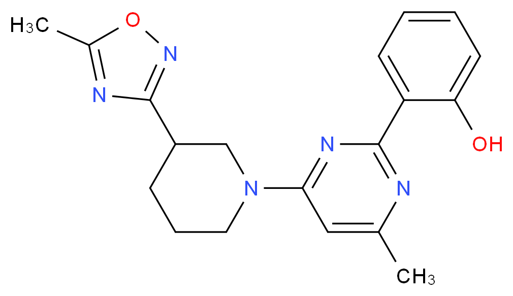 2-{4-methyl-6-[3-(5-methyl-1,2,4-oxadiazol-3-yl)piperidin-1-yl]pyrimidin-2-yl}phenol_Molecular_structure_CAS_)