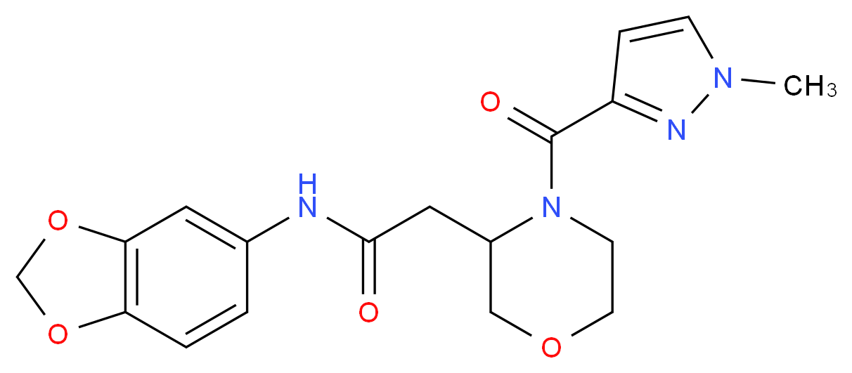 N-1,3-benzodioxol-5-yl-2-{4-[(1-methyl-1H-pyrazol-3-yl)carbonyl]-3-morpholinyl}acetamide_Molecular_structure_CAS_)