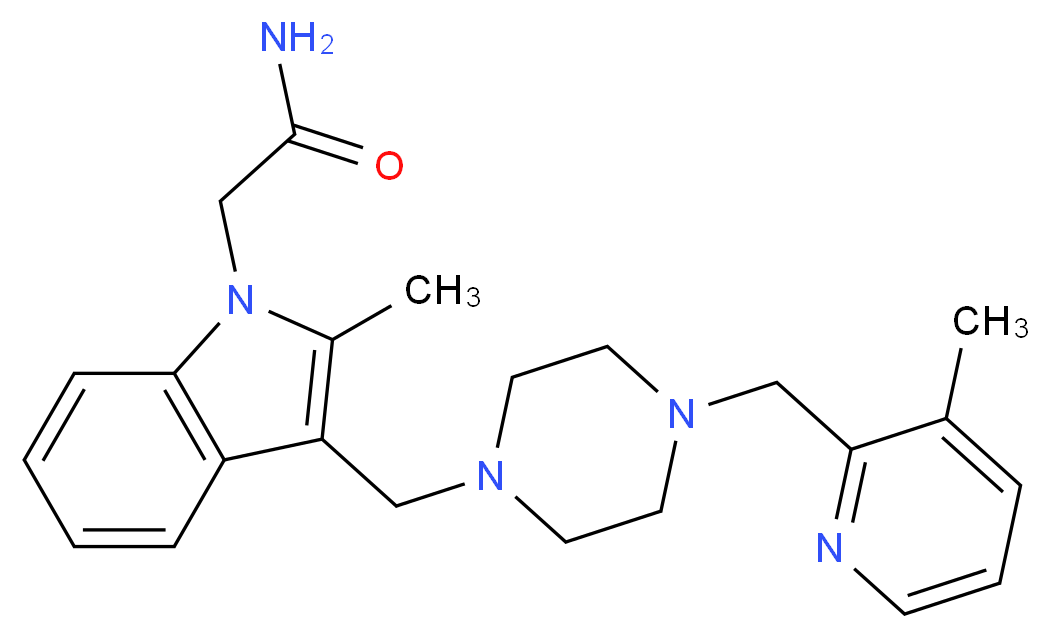 2-[2-methyl-3-({4-[(3-methylpyridin-2-yl)methyl]piperazin-1-yl}methyl)-1H-indol-1-yl]acetamide_Molecular_structure_CAS_)