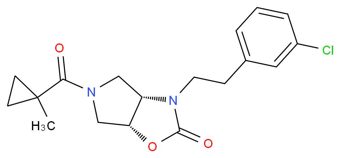 (3aS*,6aR*)-3-[2-(3-chlorophenyl)ethyl]-5-[(1-methylcyclopropyl)carbonyl]hexahydro-2H-pyrrolo[3,4-d][1,3]oxazol-2-one_Molecular_structure_CAS_)