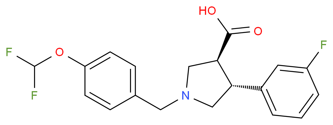 (3S*,4R*)-1-[4-(difluoromethoxy)benzyl]-4-(3-fluorophenyl)pyrrolidine-3-carboxylic acid_Molecular_structure_CAS_)