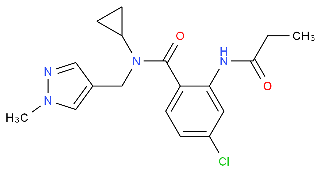4-chloro-N-cyclopropyl-N-[(1-methyl-1H-pyrazol-4-yl)methyl]-2-(propionylamino)benzamide_Molecular_structure_CAS_)