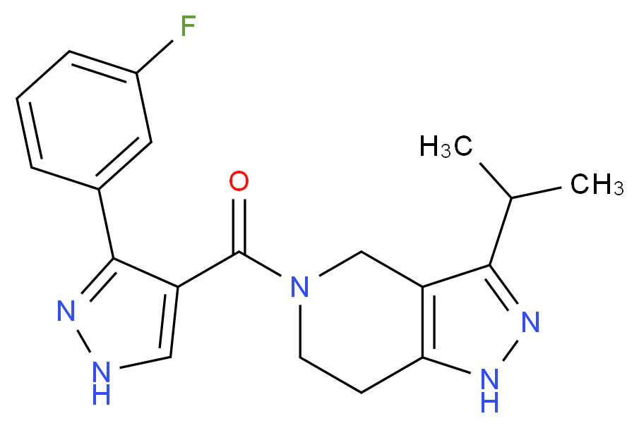 5-{[3-(3-fluorophenyl)-1H-pyrazol-4-yl]carbonyl}-3-isopropyl-4,5,6,7-tetrahydro-1H-pyrazolo[4,3-c]pyridine_Molecular_structure_CAS_)