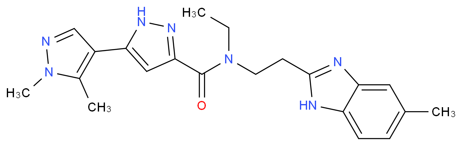 N-ethyl-1',5'-dimethyl-N-[2-(5-methyl-1H-benzimidazol-2-yl)ethyl]-1'H,2H-3,4'-bipyrazole-5-carboxamide_Molecular_structure_CAS_)