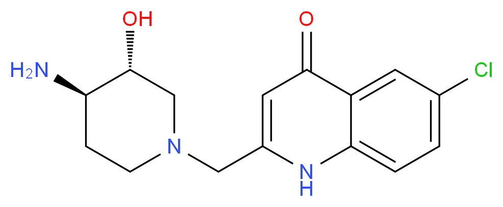 2-{[(3R*,4R*)-4-amino-3-hydroxypiperidin-1-yl]methyl}-6-chloroquinolin-4(1H)-one_Molecular_structure_CAS_)