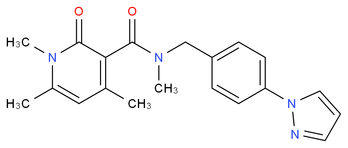 N,1,4,6-tetramethyl-2-oxo-N-[4-(1H-pyrazol-1-yl)benzyl]-1,2-dihydro-3-pyridinecarboxamide_Molecular_structure_CAS_)