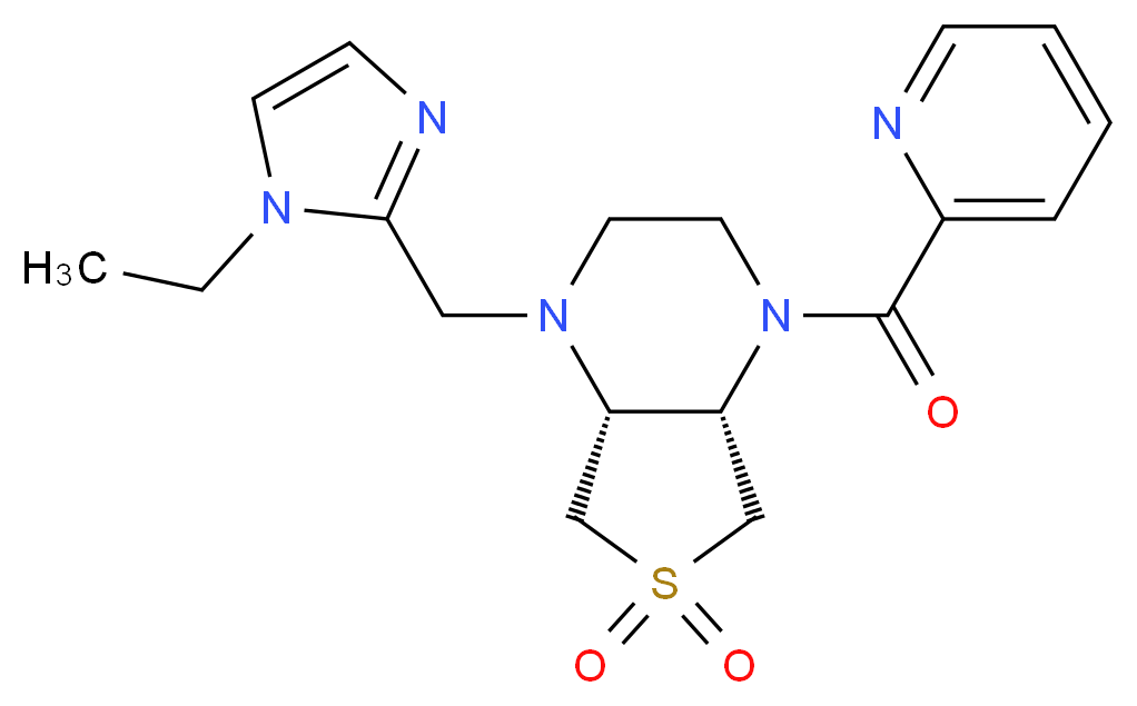 (4aS*,7aR*)-1-[(1-ethyl-1H-imidazol-2-yl)methyl]-4-(2-pyridinylcarbonyl)octahydrothieno[3,4-b]pyrazine 6,6-dioxide_Molecular_structure_CAS_)