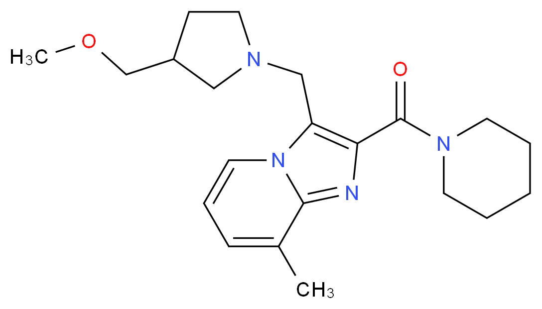 3-{[3-(methoxymethyl)-1-pyrrolidinyl]methyl}-8-methyl-2-(1-piperidinylcarbonyl)imidazo[1,2-a]pyridine_Molecular_structure_CAS_)