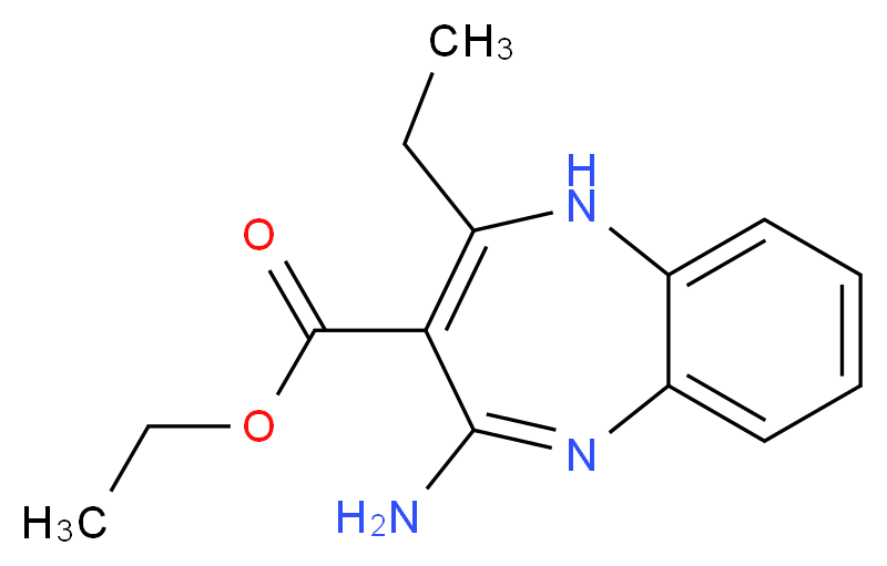4-Amino-2-ethyl-1H-benzo[b][1,4]diazepine-3-carboxylic acid ethyl ester_Molecular_structure_CAS_)
