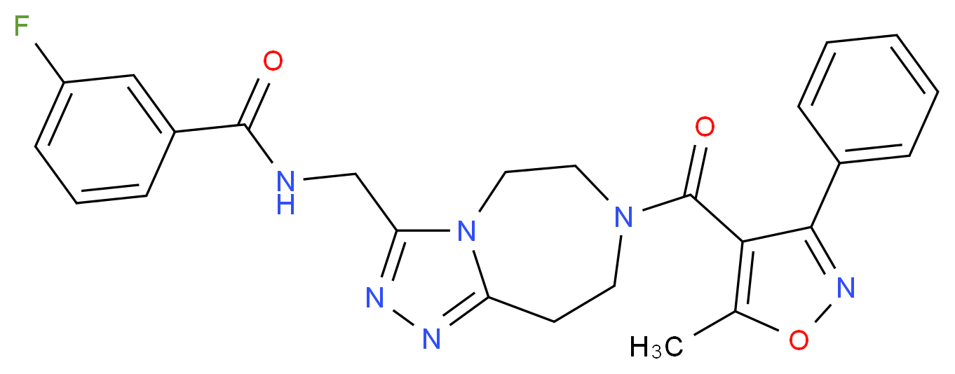 3-fluoro-N-({7-[(5-methyl-3-phenyl-4-isoxazolyl)carbonyl]-6,7,8,9-tetrahydro-5H-[1,2,4]triazolo[4,3-d][1,4]diazepin-3-yl}methyl)benzamide_Molecular_structure_CAS_)