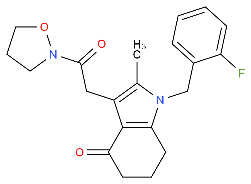 1-(2-fluorobenzyl)-3-[2-(2-isoxazolidinyl)-2-oxoethyl]-2-methyl-1,5,6,7-tetrahydro-4H-indol-4-one_Molecular_structure_CAS_)