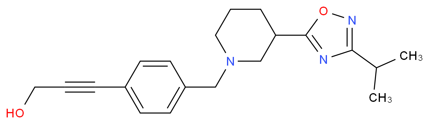 3-(4-{[3-(3-isopropyl-1,2,4-oxadiazol-5-yl)piperidin-1-yl]methyl}phenyl)prop-2-yn-1-ol_Molecular_structure_CAS_)