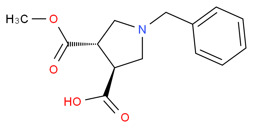 TRANS-1-BENZYL-4-(METHOXYCARBONYL)PYRROLIDINE-3-CARBOXYLIC ACID_Molecular_structure_CAS_111051-17-3)