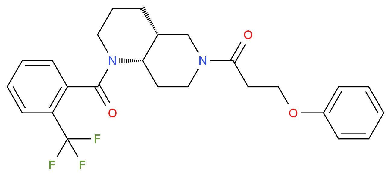 (4aR*,8aS*)-6-(3-phenoxypropanoyl)-1-[2-(trifluoromethyl)benzoyl]decahydro-1,6-naphthyridine_Molecular_structure_CAS_)