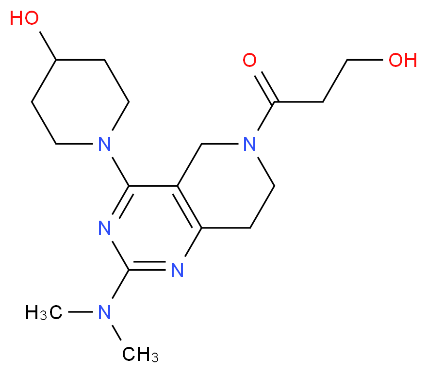 1-[2-(dimethylamino)-6-(3-hydroxypropanoyl)-5,6,7,8-tetrahydropyrido[4,3-d]pyrimidin-4-yl]-4-piperidinol_Molecular_structure_CAS_)