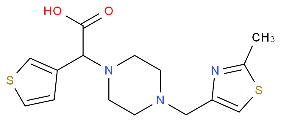 {4-[(2-methyl-1,3-thiazol-4-yl)methyl]piperazin-1-yl}(3-thienyl)acetic acid_Molecular_structure_CAS_)
