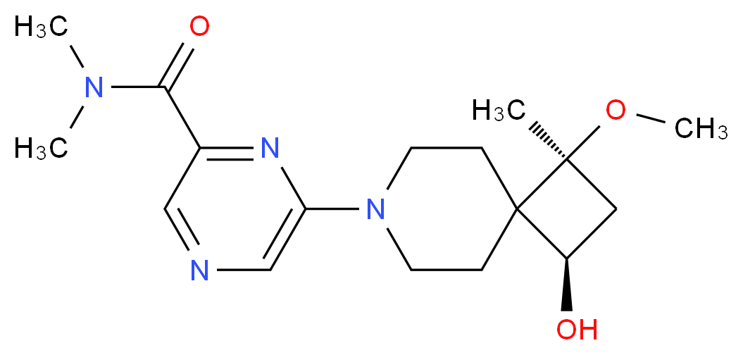 6-[(1S*,3R*)-3-hydroxy-1-methoxy-1-methyl-7-azaspiro[3.5]non-7-yl]-N,N-dimethyl-2-pyrazinecarboxamide_Molecular_structure_CAS_)