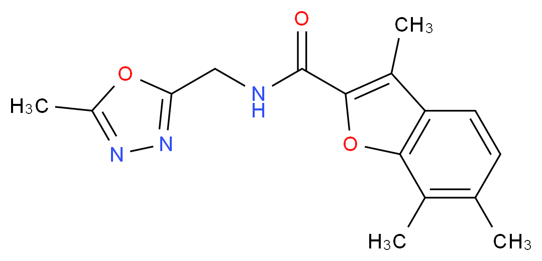 3,6,7-trimethyl-N-[(5-methyl-1,3,4-oxadiazol-2-yl)methyl]-1-benzofuran-2-carboxamide_Molecular_structure_CAS_)