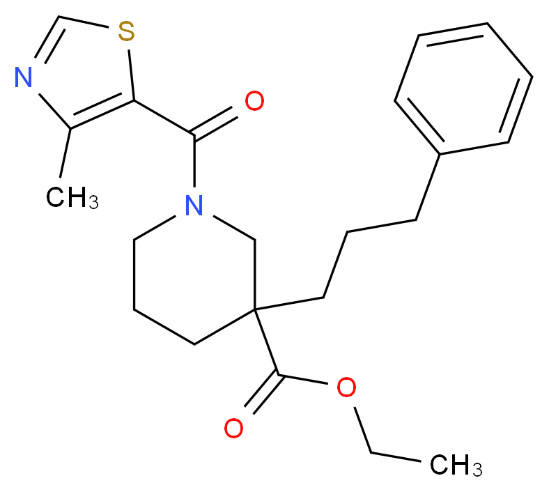 ethyl 1-[(4-methyl-1,3-thiazol-5-yl)carbonyl]-3-(3-phenylpropyl)-3-piperidinecarboxylate_Molecular_structure_CAS_)