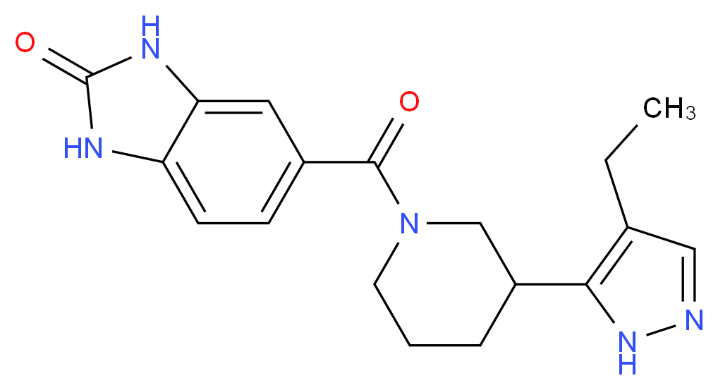 5-{[3-(4-ethyl-1H-pyrazol-5-yl)piperidin-1-yl]carbonyl}-1,3-dihydro-2H-benzimidazol-2-one_Molecular_structure_CAS_)