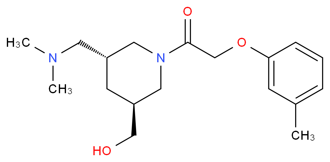 {(3S*,5R*)-5-[(dimethylamino)methyl]-1-[(3-methylphenoxy)acetyl]piperidin-3-yl}methanol_Molecular_structure_CAS_)
